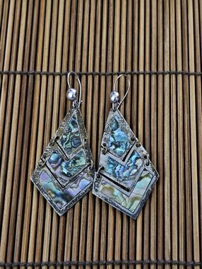 925 Silver Mexico Abalone Dangle Earrings (Vintage)